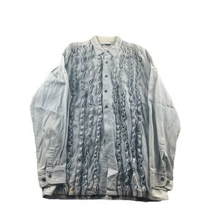 Vtg International Male Ruffle Denim Shirt Western Rockabilly Tuxedo Victorian L